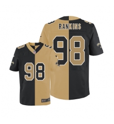 Men's Nike New Orleans Saints #98 Sheldon Rankins Elite Black/White Split Fashion NFL Jersey
