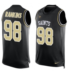 Men's Nike New Orleans Saints #98 Sheldon Rankins Limited Black Player Name & Number Tank Top NFL Jersey
