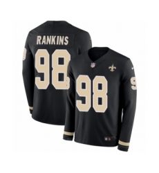 Men's Nike New Orleans Saints #98 Sheldon Rankins Limited Black Therma Long Sleeve NFL Jersey