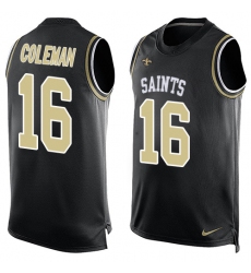 Men's Nike New Orleans Saints #16 Brandon Coleman Limited Black Player Name & Number Tank Top NFL Jersey