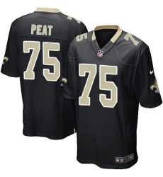 Men's Nike New Orleans Saints #75 Andrus Peat Game Black Team Color NFL Jersey