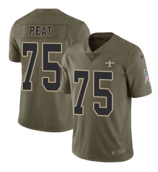 Youth Nike New Orleans Saints #75 Andrus Peat Limited Olive 2017 Salute to Service NFL Jersey