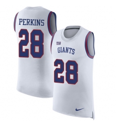 Men's Nike New York Giants #28 Paul Perkins Limited White Rush Player Name & Number Tank Top NFL Jersey