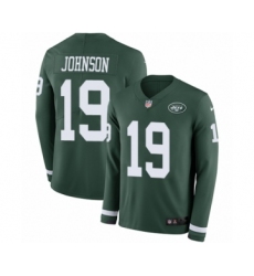 Men's Nike New York Jets #19 Keyshawn Johnson Limited Green Therma Long Sleeve NFL Jersey