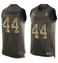 Men's Nike New York Jets #44 Corey Lemonier Limited Green Salute to Service Tank Top NFL Jersey