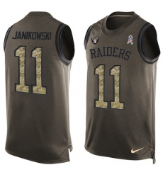 Men's Nike Oakland Raiders #11 Sebastian Janikowski Limited Green Salute to Service Tank Top NFL Jersey