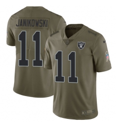 Youth Nike Oakland Raiders #11 Sebastian Janikowski Limited Olive 2017 Salute to Service NFL Jersey
