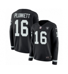 Women's Nike Oakland Raiders #16 Jim Plunkett Limited Black Therma Long Sleeve NFL Jersey