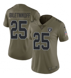 Women's Nike Oakland Raiders #25 Fred Biletnikoff Limited Olive 2017 Salute to Service NFL Jersey