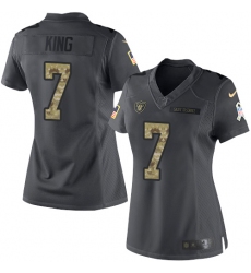 Women's Nike Oakland Raiders #7 Marquette King Limited Black 2016 Salute to Service NFL Jersey
