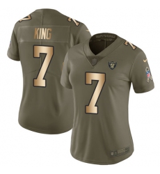 Women's Nike Oakland Raiders #7 Marquette King Limited Olive/Gold 2017 Salute to Service NFL Jersey