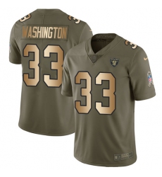 Men's Nike Oakland Raiders #33 DeAndre Washington Limited Olive/Gold 2017 Salute to Service NFL Jersey