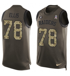 Men's Nike Oakland Raiders #78 Justin Ellis Limited Green Salute to Service Tank Top NFL Jersey