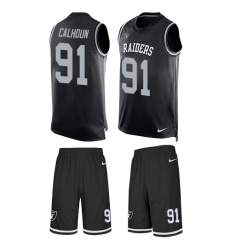 Men's Nike Oakland Raiders #91 Shilique Calhoun Limited Black Tank Top Suit NFL Jersey