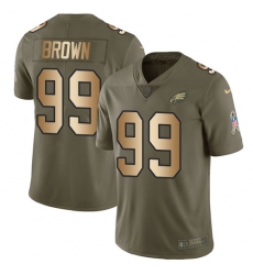 Men's Nike Philadelphia Eagles #99 Jerome Brown Limited Olive/Gold 2017 Salute to Service NFL Jersey