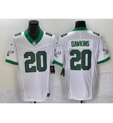 Men's Nike Philadelphia Eagles #20 Brian Dawkins White 2023 F.U.S.E. Vapor Limited Throwback Stitched Football Jersey