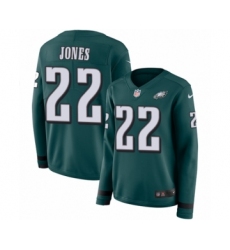 Women's Nike Philadelphia Eagles #22 Sidney Jones Limited Green Therma Long Sleeve NFL Jersey