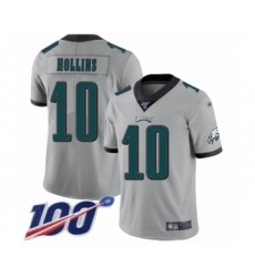 Men's Philadelphia Eagles #10 Mack Hollins Limited Silver Inverted Legend 100th Season Football Jersey