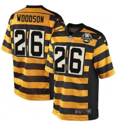 Youth Nike Pittsburgh Steelers #26 Rod Woodson Elite Yellow/Black Alternate 80TH Anniversary Throwback NFL Jersey
