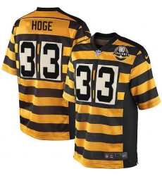 Men's Nike Pittsburgh Steelers #33 Merril Hoge Game Yellow/Black Alternate 80TH Anniversary Throwback NFL Jersey