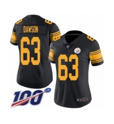 Women's Pittsburgh Steelers #63 Dermontti Dawson Limited Black Rush Vapor Untouchable 100th Season Football Jersey