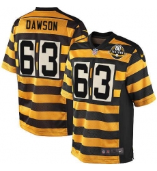 Youth Nike Pittsburgh Steelers #63 Dermontti Dawson Elite Yellow/Black Alternate 80TH Anniversary Throwback NFL Jersey