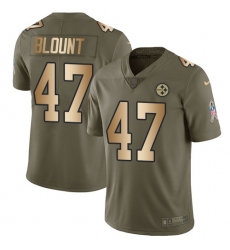 Youth Nike Pittsburgh Steelers #47 Mel Blount Limited Olive/Gold 2017 Salute to Service NFL Jersey