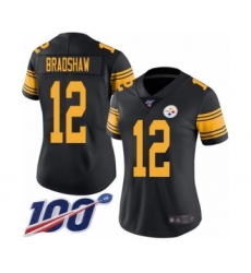 Women's Pittsburgh Steelers #12 Terry Bradshaw Limited Black Rush Vapor Untouchable 100th Season Football Jersey