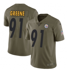 Men's Nike Pittsburgh Steelers #91 Kevin Greene Limited Olive 2017 Salute to Service NFL Jersey