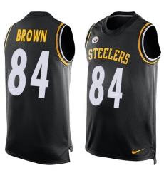 Men's Nike Pittsburgh Steelers #84 Antonio Brown Limited Black Player Name & Number Tank Top NFL Jersey