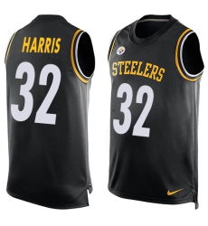 Men's Nike Pittsburgh Steelers #32 Franco Harris Limited Black Player Name & Number Tank Top NFL Jersey