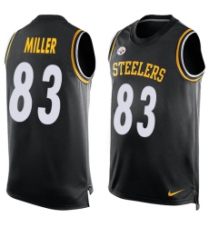 Men's Nike Pittsburgh Steelers #83 Heath Miller Limited Black Player Name & Number Tank Top NFL Jersey