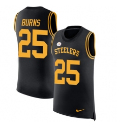 Men's Nike Pittsburgh Steelers #25 Artie Burns Limited Black Rush Player Name & Number Tank Top NFL Jersey