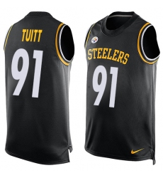 Men's Nike Pittsburgh Steelers #91 Stephon Tuitt Limited Black Player Name & Number Tank Top NFL Jersey