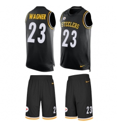 Men's Nike Pittsburgh Steelers #23 Mike Wagner Limited Black Tank Top Suit NFL Jersey