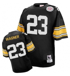 Mitchell And Ness Pittsburgh Steelers #23 Mike Wagner Black Team Color Authentic Throwback NFL Jersey