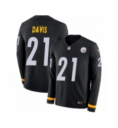 Men's Nike Pittsburgh Steelers #21 Sean Davis Limited Black Therma Long Sleeve NFL Jersey