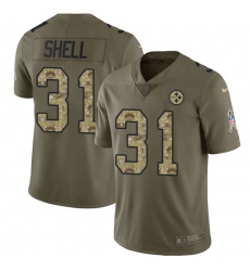 Men's Nike Pittsburgh Steelers #31 Donnie Shell Limited Olive/Camo 2017 Salute to Service NFL Jersey