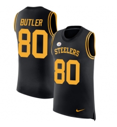 Men's Nike Pittsburgh Steelers #80 Jack Butler Limited Black Rush Player Name & Number Tank Top NFL Jersey