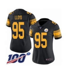 Women's Pittsburgh Steelers #95 Greg Lloyd Limited Black Rush Vapor Untouchable 100th Season Football Jersey