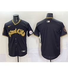 Men's Pittsburgh Steelers Blank Black 412 Vapor Premier Limited Stitched Baseball Jersey (2)