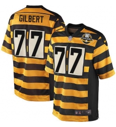 Men's Nike Pittsburgh Steelers #77 Marcus Gilbert Elite Yellow/Black Alternate 80TH Anniversary Throwback NFL Jersey