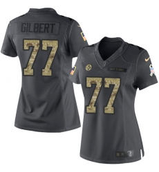 Women's Nike Pittsburgh Steelers #77 Marcus Gilbert Limited Black 2016 Salute to Service NFL Jersey