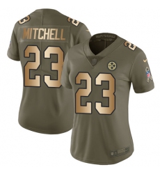 Women's Nike Pittsburgh Steelers #23 Mike Mitchell Limited Olive/Gold 2017 Salute to Service NFL Jersey