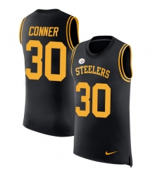 Men's Nike Pittsburgh Steelers #30 James Conner Limited Black Rush Player Name & Number Tank Top NFL Jersey
