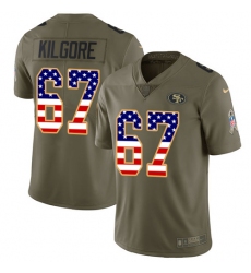 Youth Nike San Francisco 49ers #67 Daniel Kilgore Limited Olive/USA Flag 2017 Salute to Service NFL Jersey