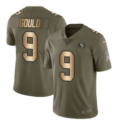 Men's Nike San Francisco 49ers #9 Robbie Gould Limited Olive/Gold 2017 Salute to Service NFL Jersey