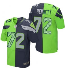 Men's Nike Seattle Seahawks #72 Michael Bennett Elite Navy/Green Split Fashion NFL Jersey