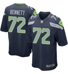 Men's Nike Seattle Seahawks #72 Michael Bennett Game Steel Blue Team Color NFL Jersey