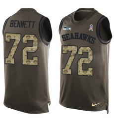 Men's Nike Seattle Seahawks #72 Michael Bennett Limited Green Salute to Service Tank Top NFL Jersey